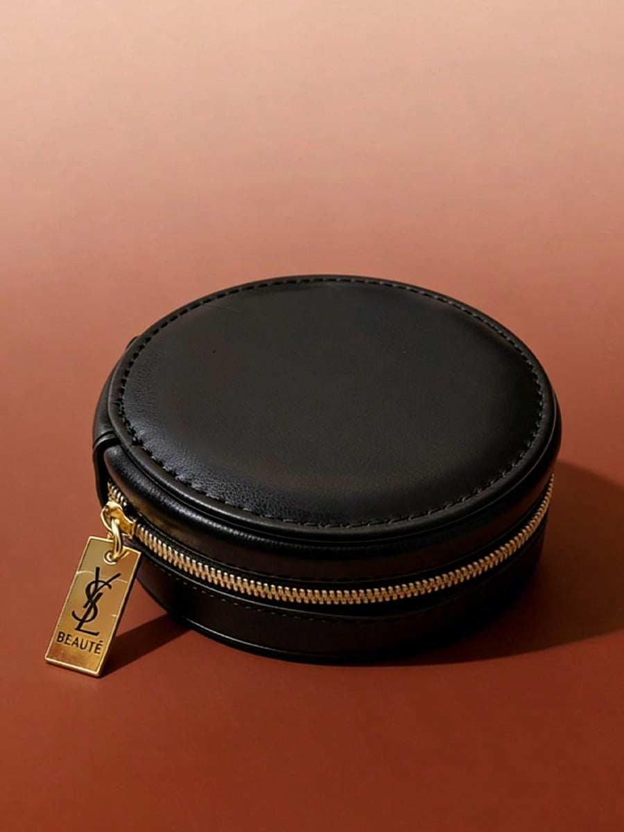 Luxury Bags Storage - Czarna okrągła wielofunkcyjna kosmetyczka YSL, elegancki